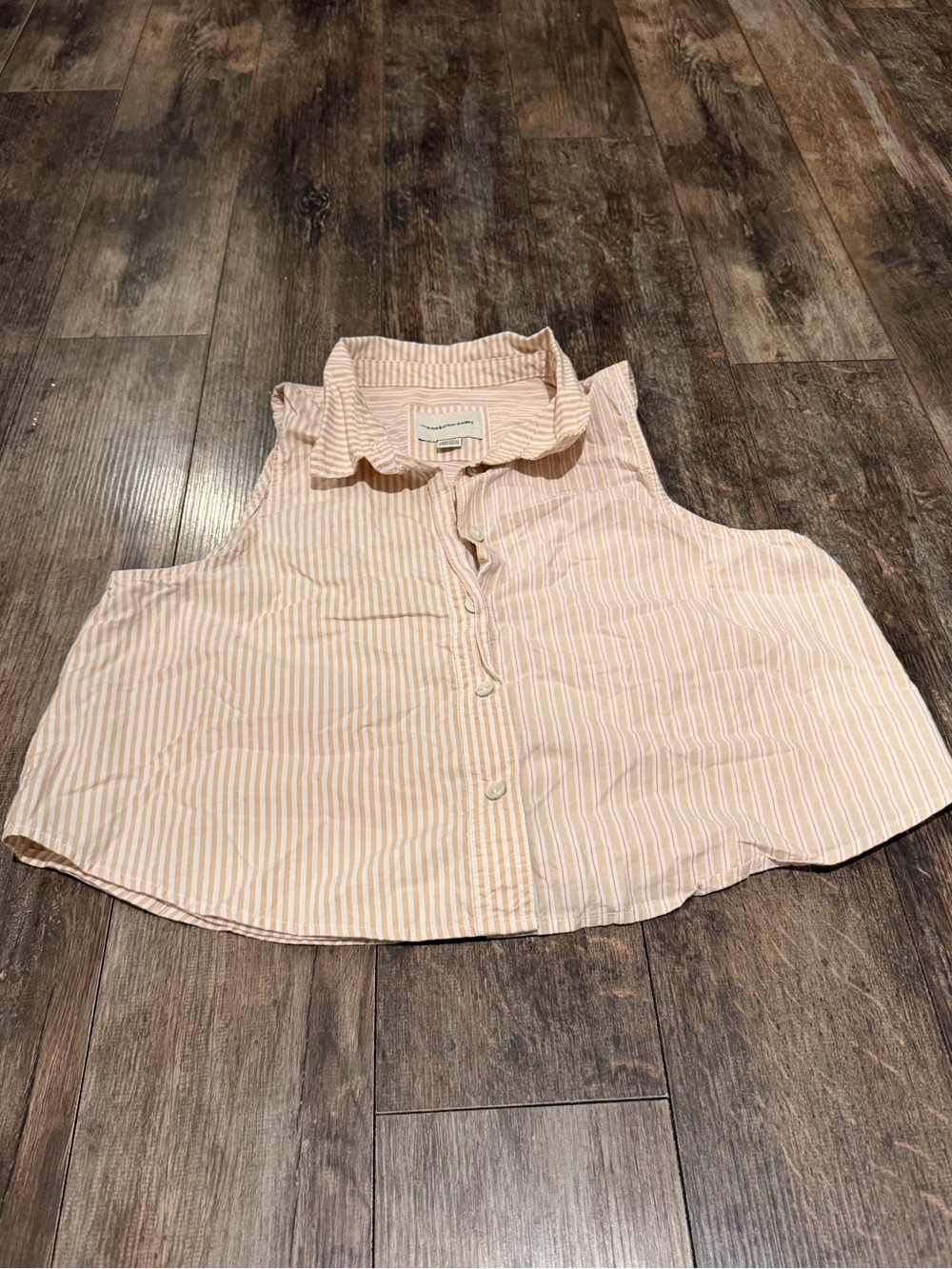 American Eagle Outfitters Blush Striped Sleeveless Button-Front Crop Top